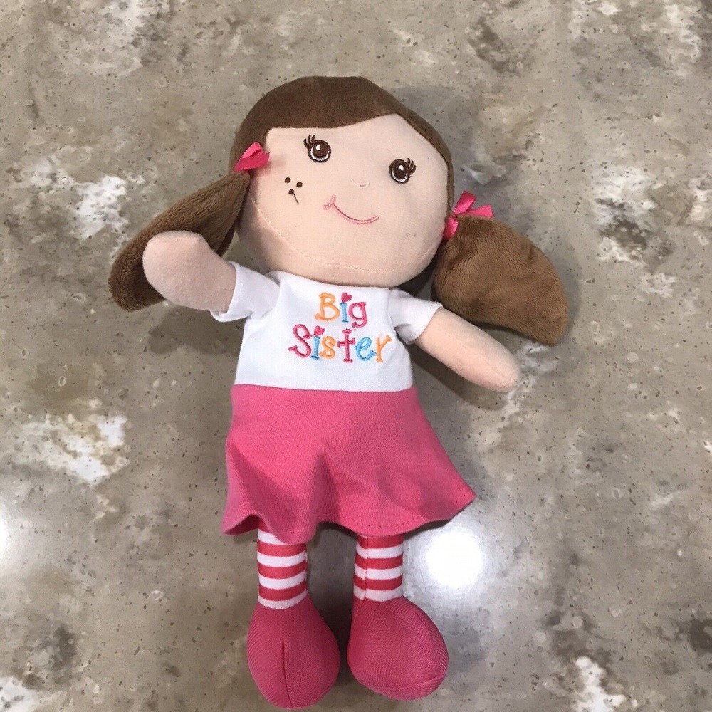 Baby Ganz BG3042 Big Sister Doll Plush Pink White Stripe‎ Brunette Freckles